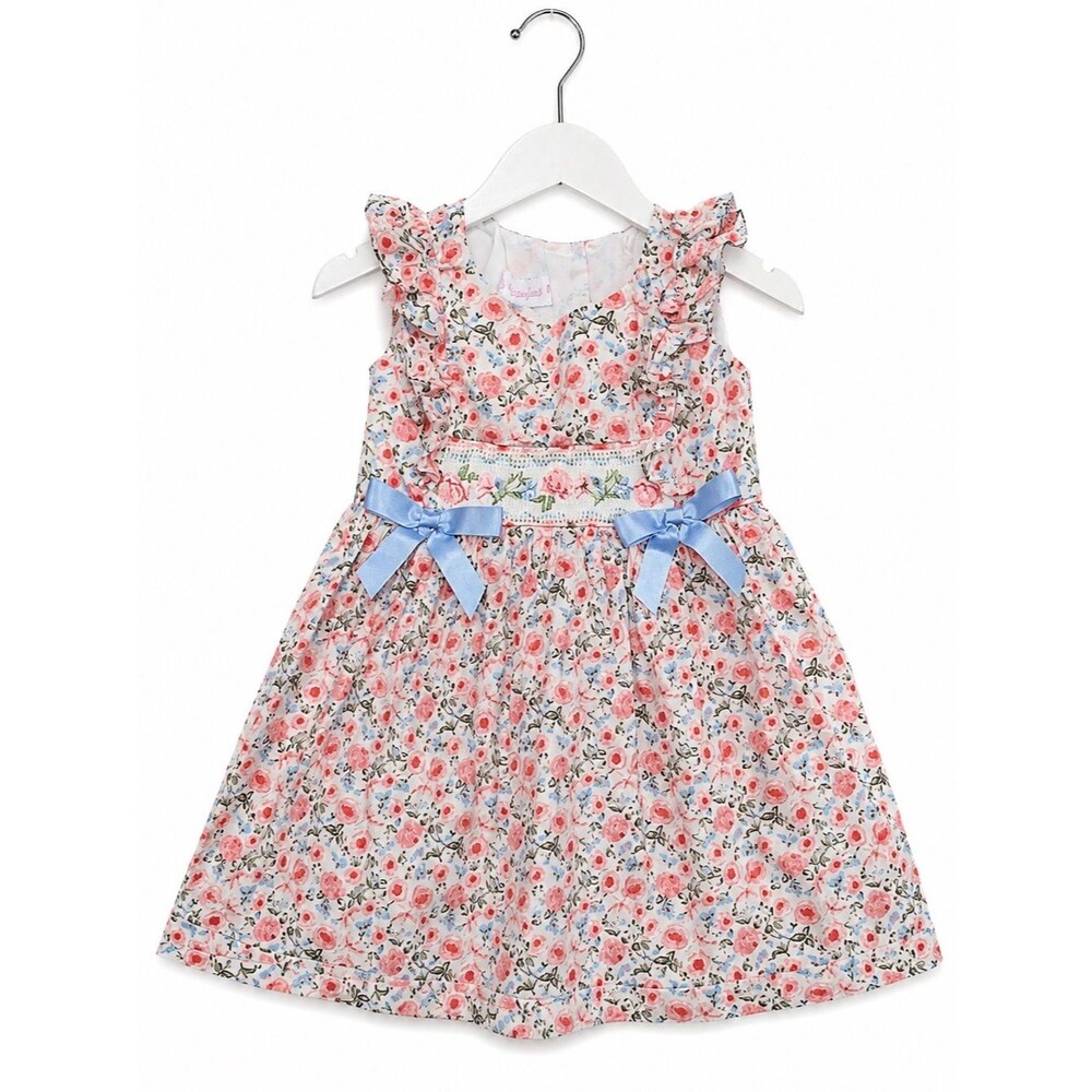 Bonnie Jean Floral Smocked Dress Blue Bow Easter Spring Party Dress Girls 2T